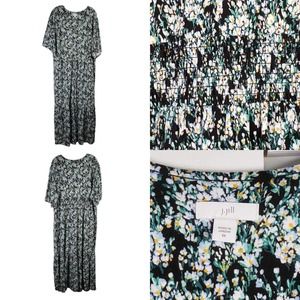 J. Jill Black and Green Floral Maxi Dress